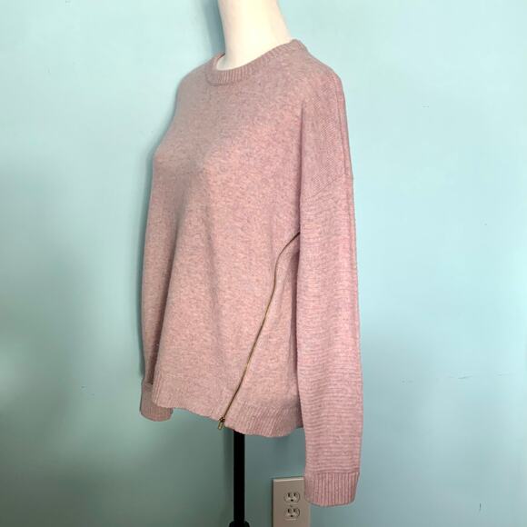 J. Crew Pink & Purple Marbled Lambswool Side Zip Sweater Size Small - Picture 4 of 9